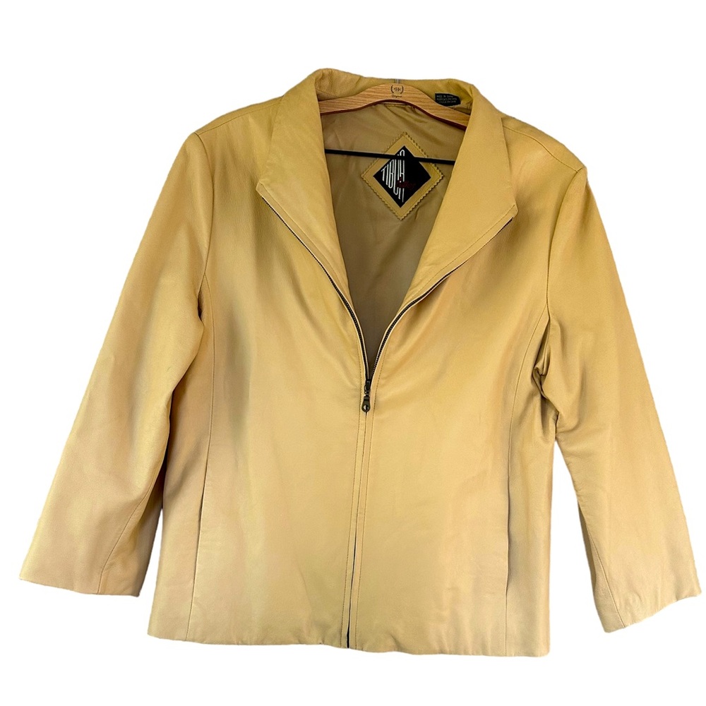 Tibor Leathers Vintage Leather Zip Up Jacket Women’s Size XL